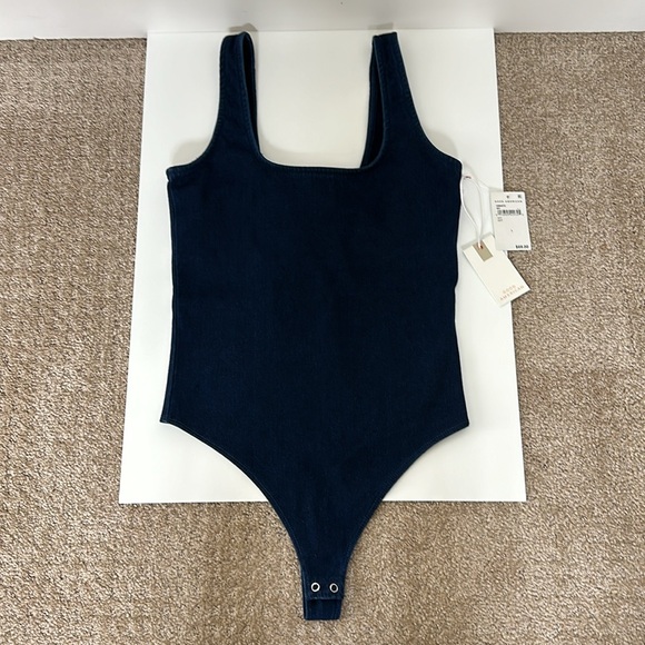 Good American Jean Tank Bodysuit (thong) in dark blue Indigo size 1/Small - Picture 5 of 9